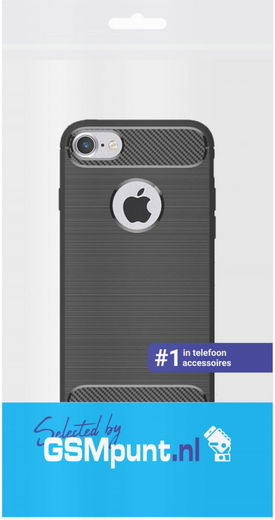 Apple iPhone 7/8 Geborsteld TPU Hoesje Zwart afbeelding 4