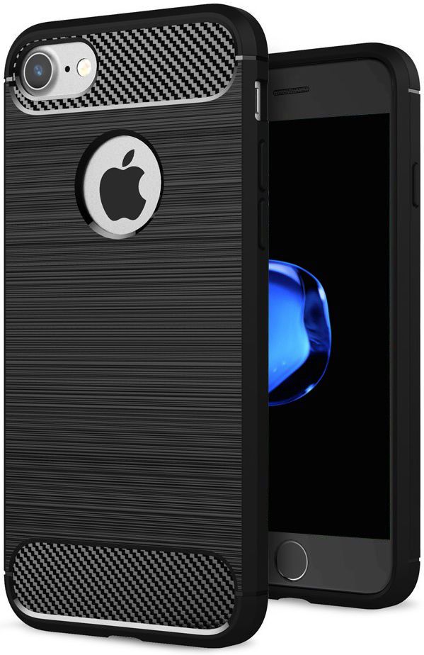 Apple iPhone 7/8 Geborsteld TPU Hoesje Zwart afbeelding 1