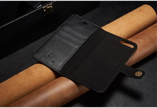 Apple iPhone 7 Plus / 8 Plus Portemonnee Hoesje Echt Leer Zwart afbeelding 14