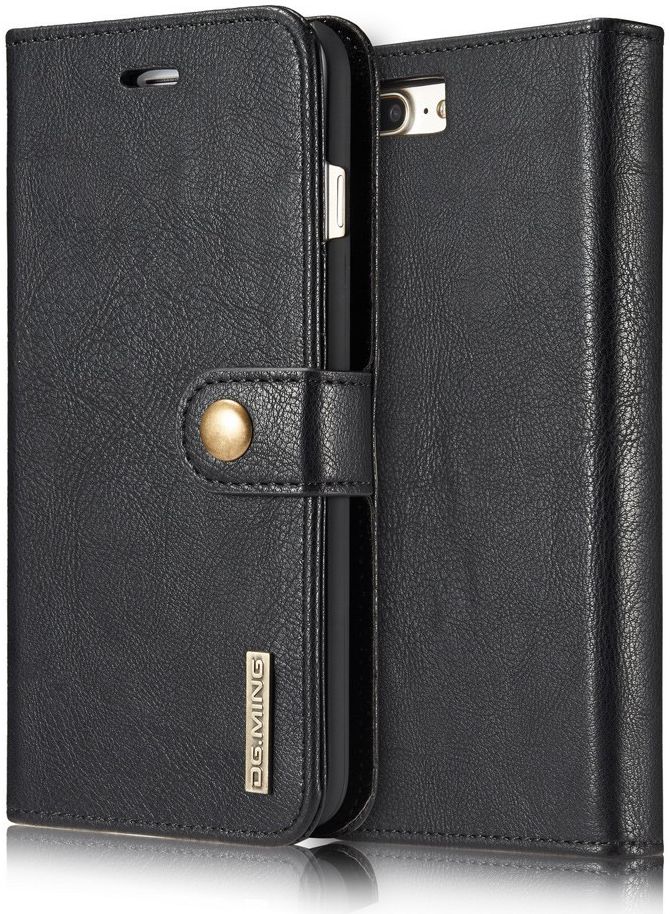 Apple iPhone 7 Plus / 8 Plus Portemonnee Hoesje Echt Leer Zwart afbeelding 3