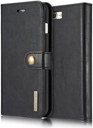 Apple iPhone 7 Plus / 8 Plus Portemonnee Hoesje Echt Leer Zwart afbeelding 3