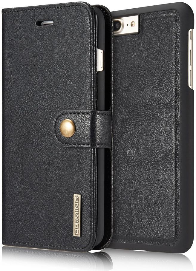 Apple iPhone 7 Plus / 8 Plus Portemonnee Hoesje Echt Leer Zwart afbeelding 4