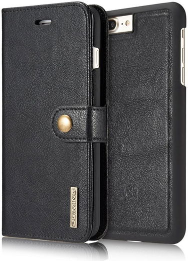 Apple iPhone 7 Plus / 8 Plus Portemonnee Hoesje Echt Leer Zwart afbeelding 4