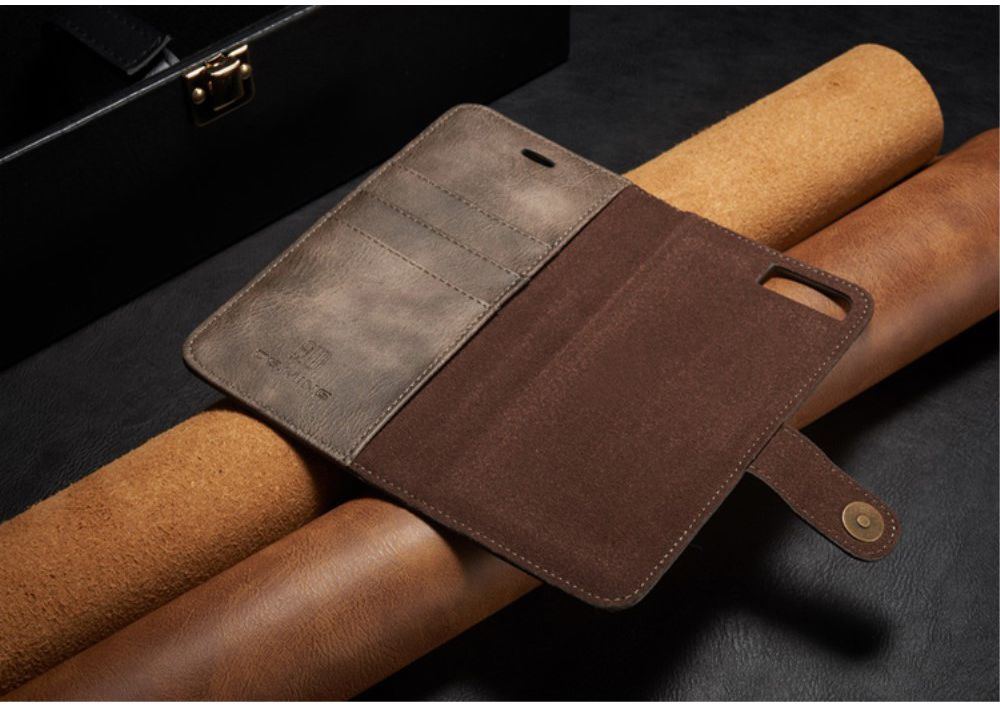 Apple iPhone 7 Plus / 8 Plus Portemonnee Hoesje Echt Leer Bruin afbeelding 15