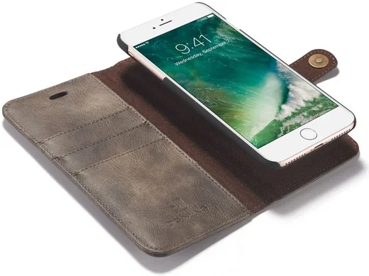 Apple iPhone 7 Plus / 8 Plus Portemonnee Hoesje Echt Leer Bruin afbeelding 2