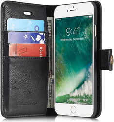 Apple iPhone SE (2020/2022)/7/8 Portemonnee Hoesje Echt Leer Zwart afbeelding