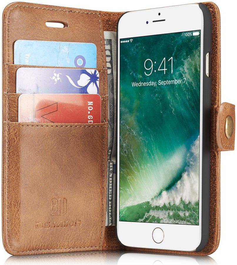 Apple iPhone SE (2020/2022)/7/8 Portemonnee Hoesje Echt Leer Bruin afbeelding 1