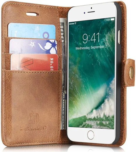 Apple iPhone SE (2020/2022)/7/8 Portemonnee Hoesje Echt Leer Bruin afbeelding 1