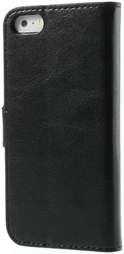 Apple iPhone SE / 5S / 5 Stijlvol Portemonnee Hoesje Zwart afbeelding 6