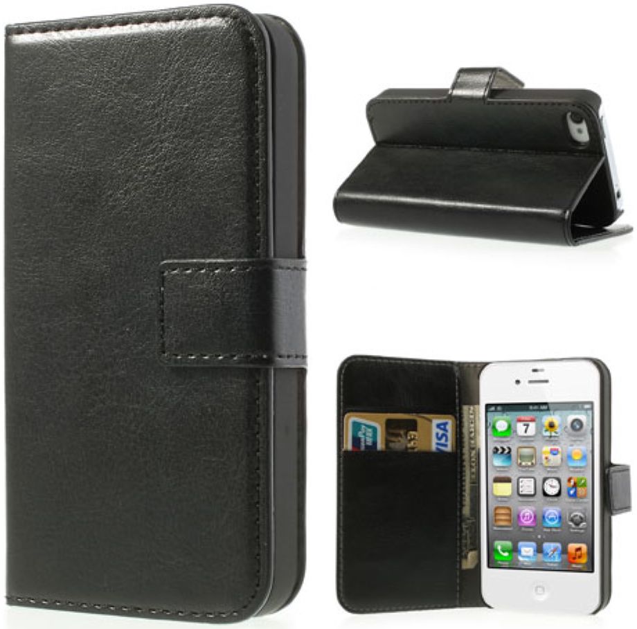 Apple iPhone 4(S) Portemonnee Hoesje Zwart afbeelding 4