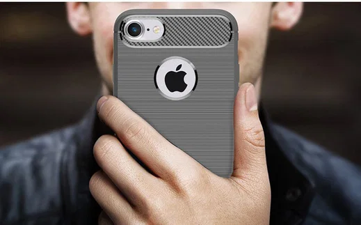 Apple iPhone 7/8 Geborsteld Grijs TPU Hoesje afbeelding 4