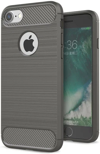 Apple iPhone 7/8 Geborsteld Grijs TPU Hoesje afbeelding 1