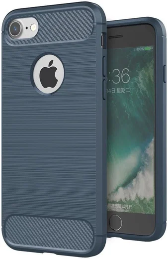 Apple iPhone 7/8 Geborsteld Blauw TPU Hoesje afbeelding 1