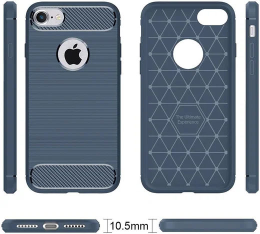 Apple iPhone 7/8 Geborsteld Blauw TPU Hoesje afbeelding 5