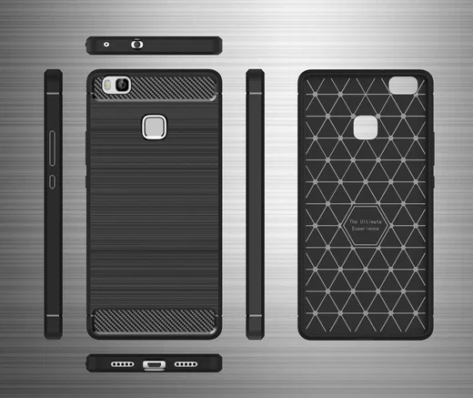 Huawei P9 Lite Geborsteld TPU Hoesje Grijs afbeelding 6