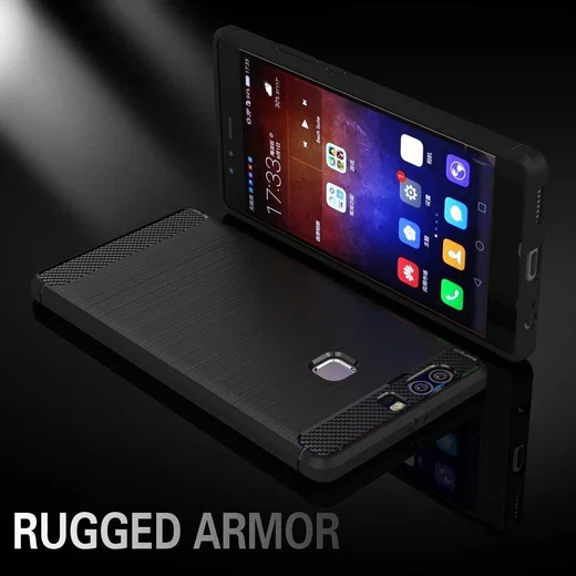 Huawei P9 Plus Geborsteld TPU Hoesje Zwart afbeelding 5