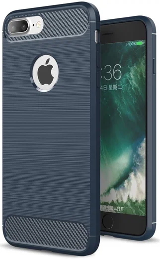 Apple iPhone 7 Plus / 8 Plus Geborsteld TPU Hoesje Blauw afbeelding 1
