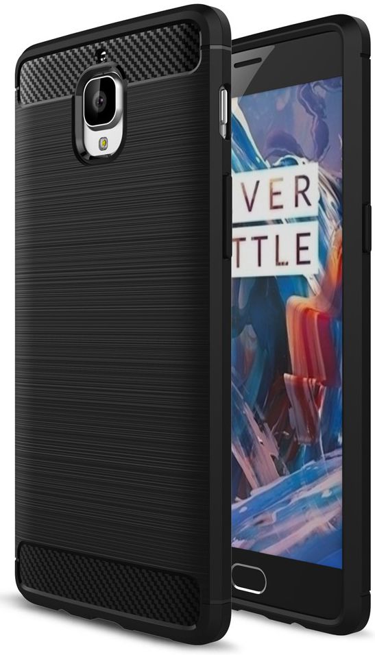 OnePlus 3T / 3 Geborsteld TPU Hoesje Zwart afbeelding 1
