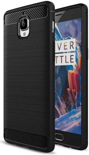 OnePlus 3T / 3 Geborsteld TPU Hoesje Zwart afbeelding 1