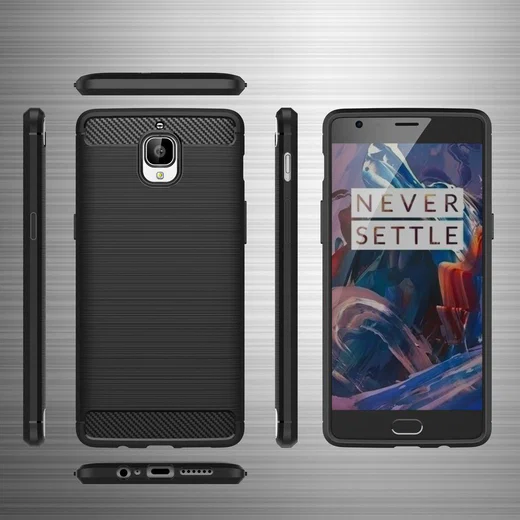 OnePlus 3T / 3 Geborsteld TPU Hoesje Zwart afbeelding 8