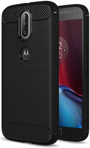 Motorola Moto G4 Geborsteld TPU Hoesje Zwart afbeelding 1