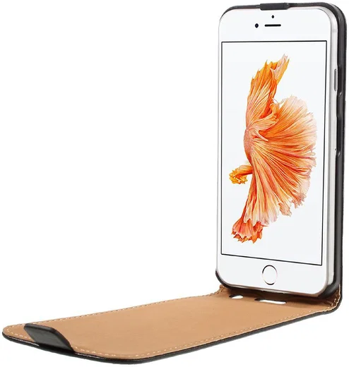 Leren Verticale Apple iPhone 7 / 8 Flip Hoesje Zwart afbeelding 2