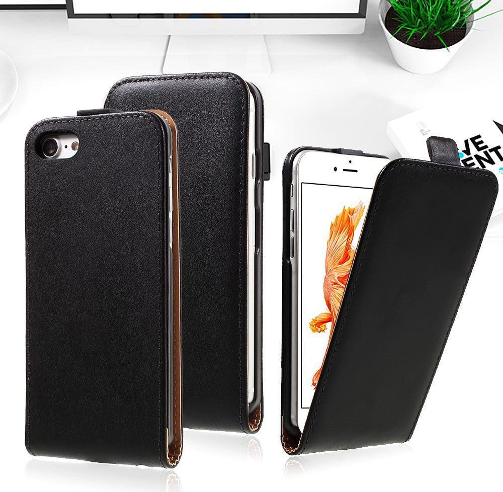 Leren Verticale Apple iPhone 7 / 8 Flip Hoesje Zwart afbeelding 3
