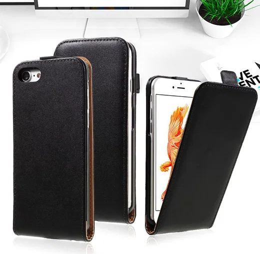 Leren Verticale Apple iPhone 7 / 8 Flip Hoesje Zwart afbeelding 3