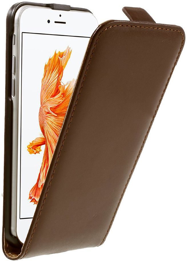 Echt Leren Verticale Apple iPhone 7 / 8 Flip Hoesje Bruin afbeelding 1