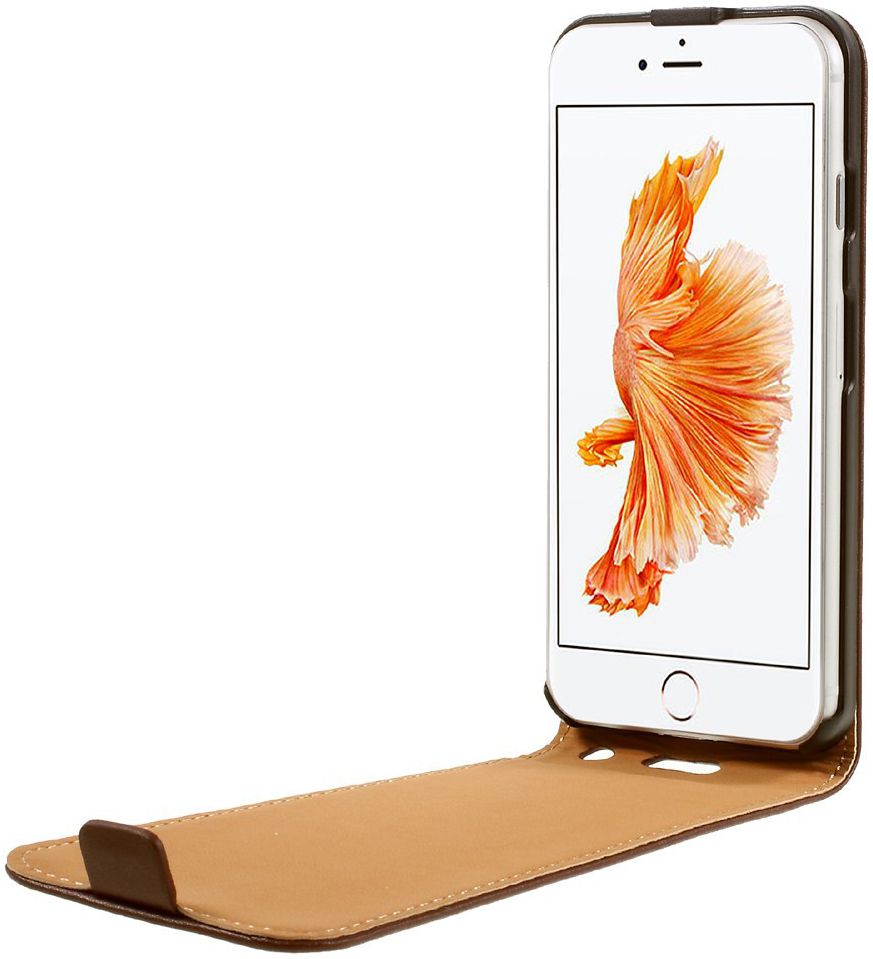 Echt Leren Verticale Apple iPhone 7 / 8 Flip Hoesje Bruin afbeelding 2