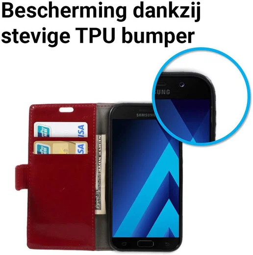 Samsung Galaxy A5 (2017) Stijlvol Portemonnee Hoesje Rood afbeelding 4