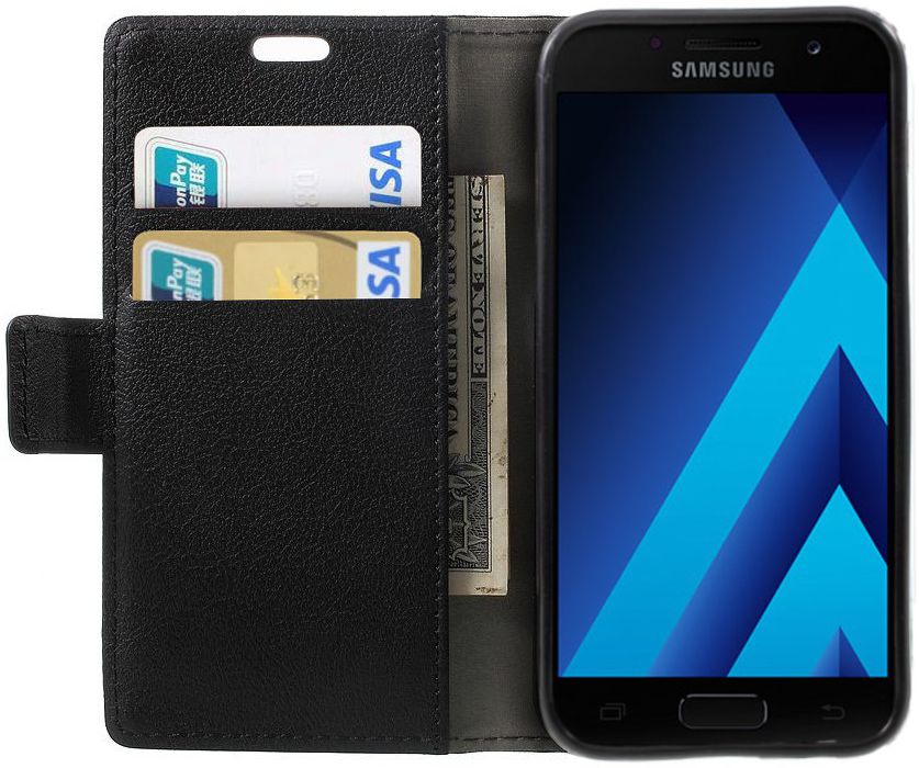 Samsung Galaxy A3 (2017) Stijlvol Portemonnee Hoesje Zwart afbeelding 1