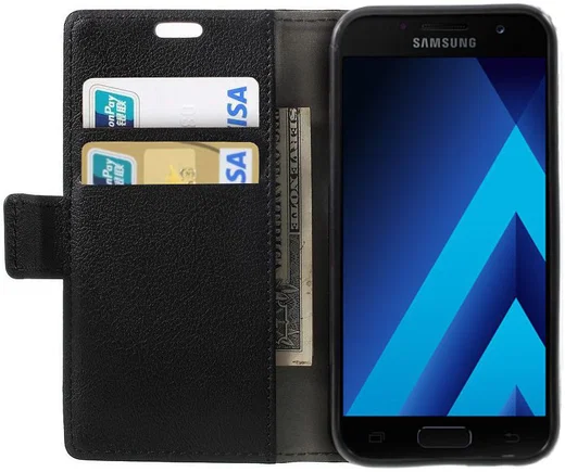 Samsung Galaxy A3 (2017) Stijlvol Portemonnee Hoesje Zwart afbeelding 1