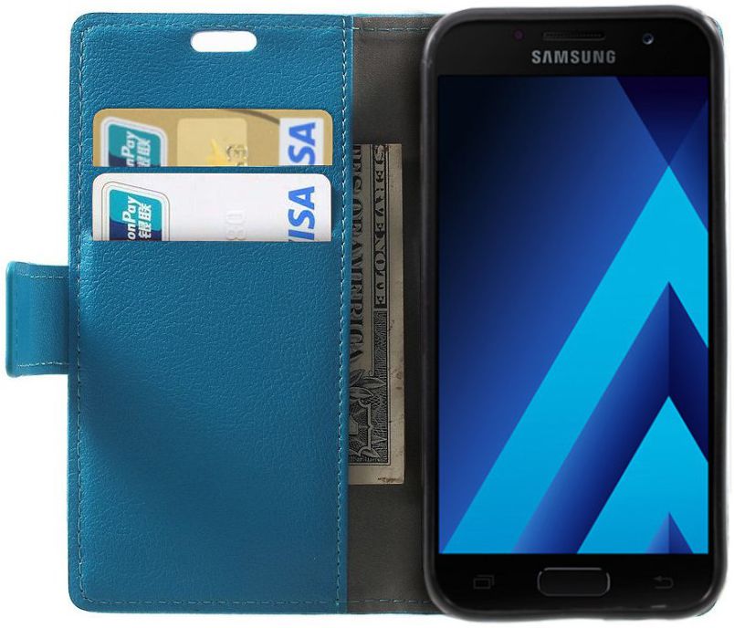 Samsung Galaxy A3 (2017) Stijlvol Portemonnee Hoesje Blauw afbeelding 1