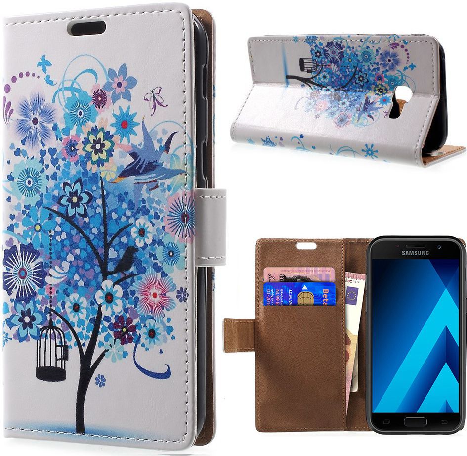Samsung Galaxy A3 (2017) Portemonnee Print Hoesje Tree Blauw afbeelding 1