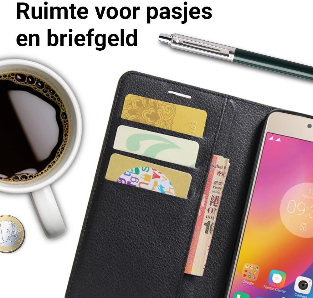 Lenovo P2 Portemonnee Hoesje Zwart afbeelding 2
