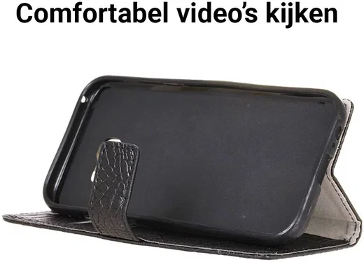 Samsung Galaxy A5 (2017) Portemonnee Hoesje Krokodil Structuur Zwart afbeelding 4