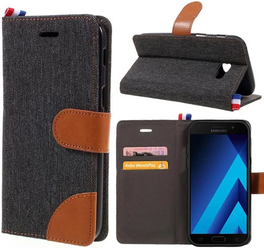 Samsung Galaxy Galaxy A5 (2017) Denim Portemonnee Hoesje Zwart afbeelding 9