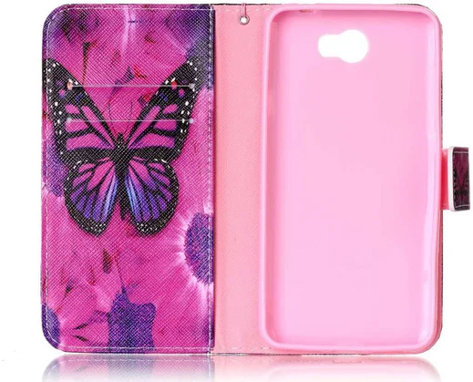 Huawei Y6 2 Compact Portemonnee Purple Butterfly afbeelding 3