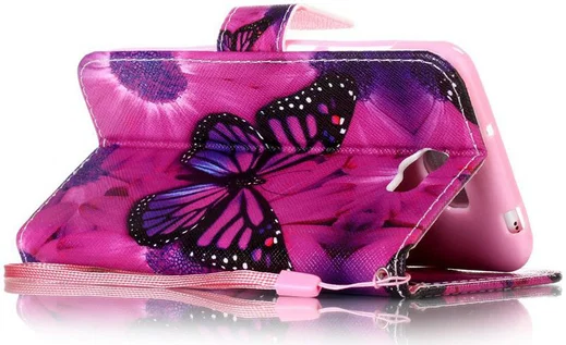 Huawei Y6 2 Compact Portemonnee Purple Butterfly afbeelding 4