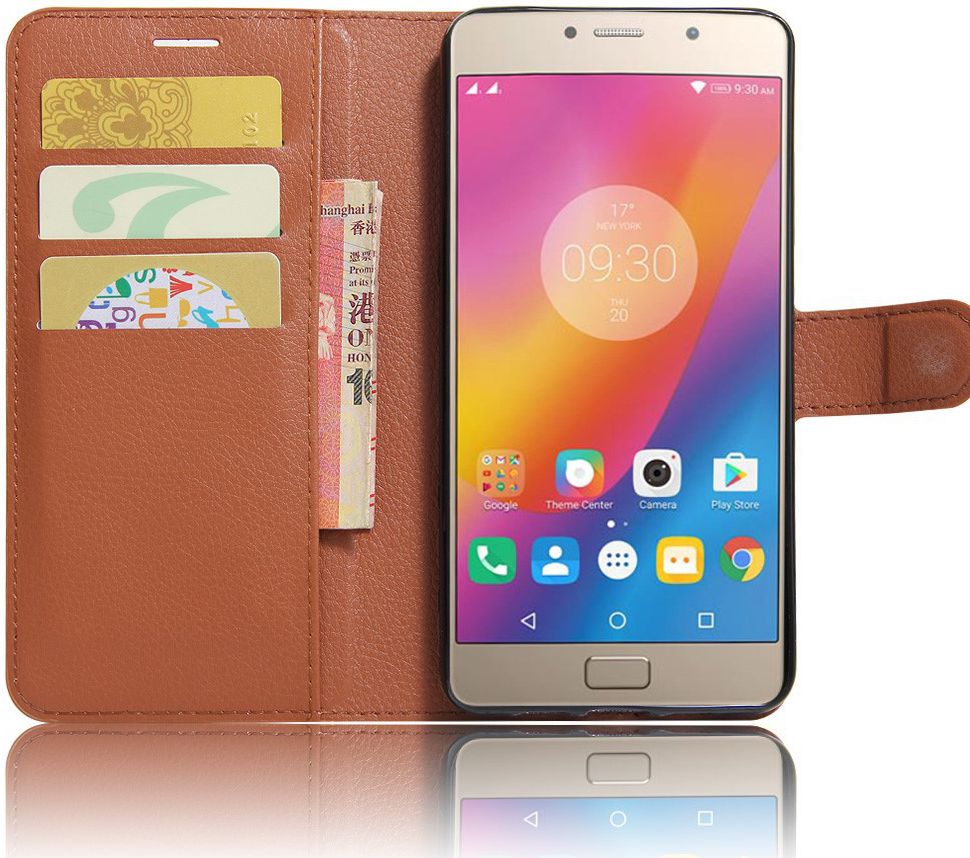 Lenovo P2 Portemonnee Hoesje Bruin afbeelding 1