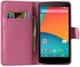 LG Google Nexus 5 Portemonnee Hoesje Paarse Bloemen afbeelding 1