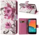 LG Google Nexus 5 Portemonnee Hoesje Paarse Bloemen afbeelding 2