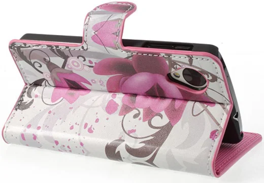 LG Google Nexus 5 Portemonnee Hoesje Paarse Bloemen afbeelding 5