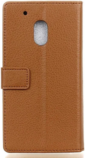 Motorola Moto G4 Play Portemonnee Hoesje Litchi Grain Bruin afbeelding 4