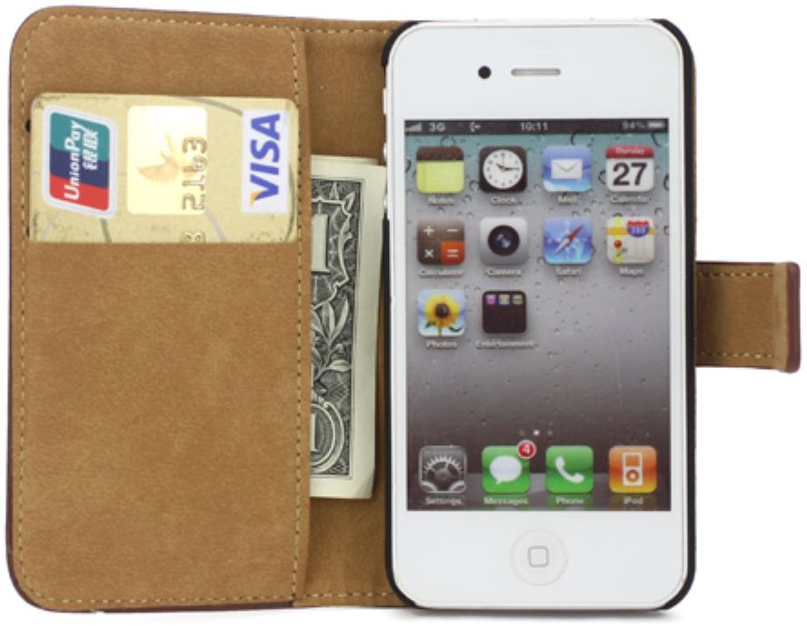 Apple iPhone 4(S) Lederen Hoesje Bruin afbeelding 2