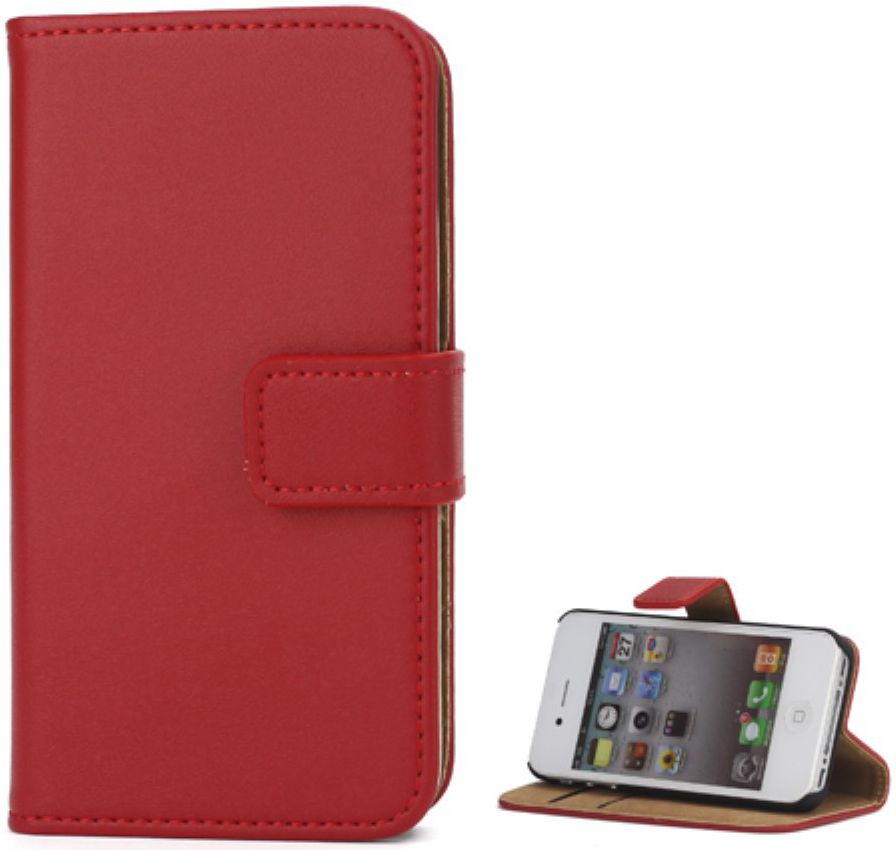 Apple iPhone 4(S) Lederen Hoesje Rood afbeelding 1