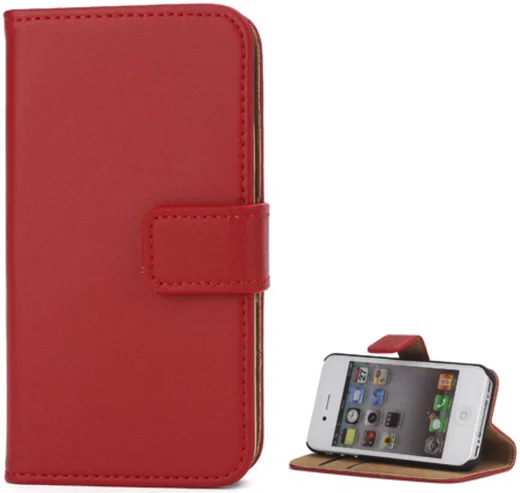 Apple iPhone 4(S) Lederen Hoesje Rood afbeelding 1