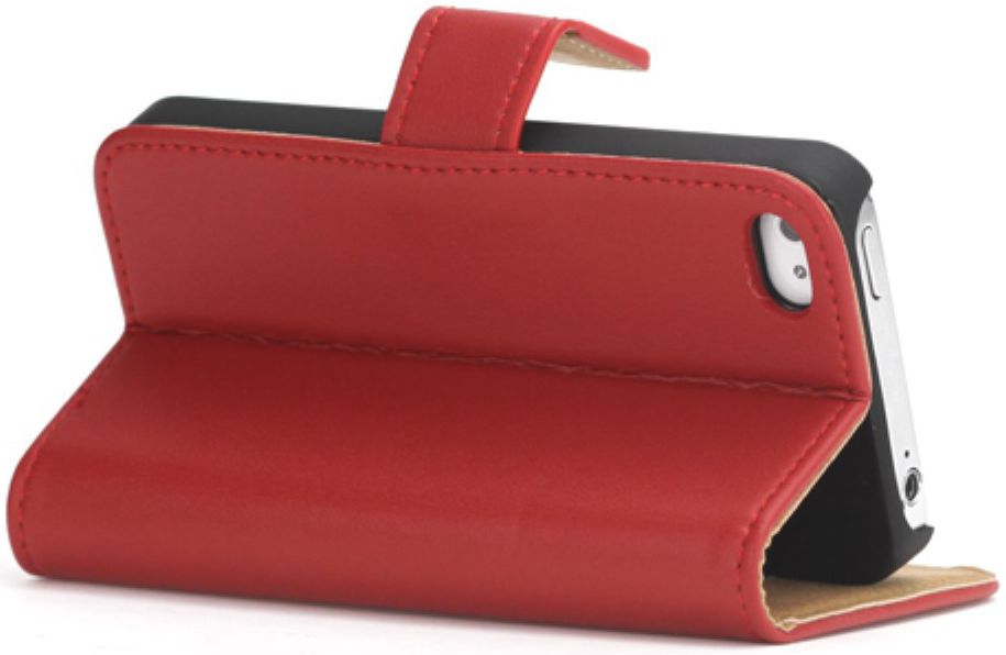 Apple iPhone 4(S) Lederen Hoesje Rood afbeelding 5