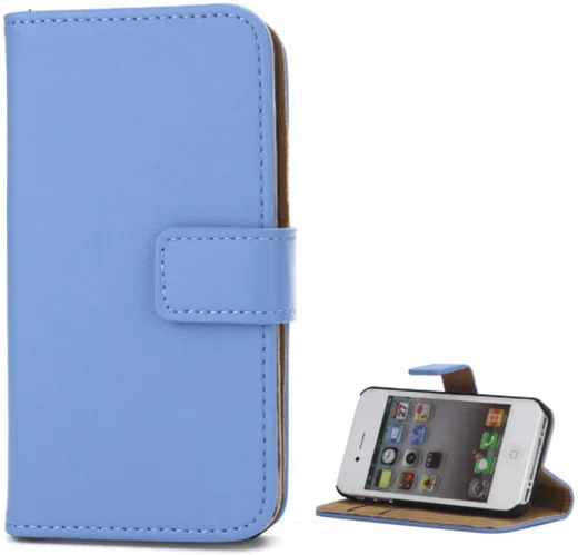 Apple iPhone 4(S) Lederen Hoesje Blauw afbeelding 1